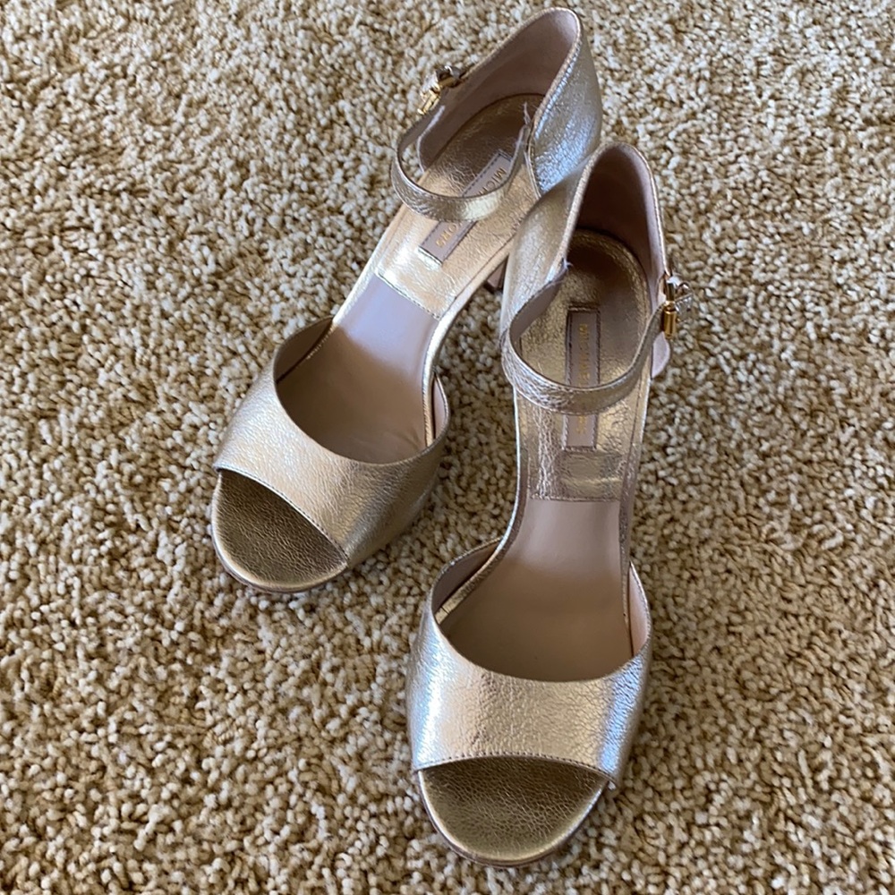 MICHAEL KORS Gold Ankle Strap High-heeled Sandal